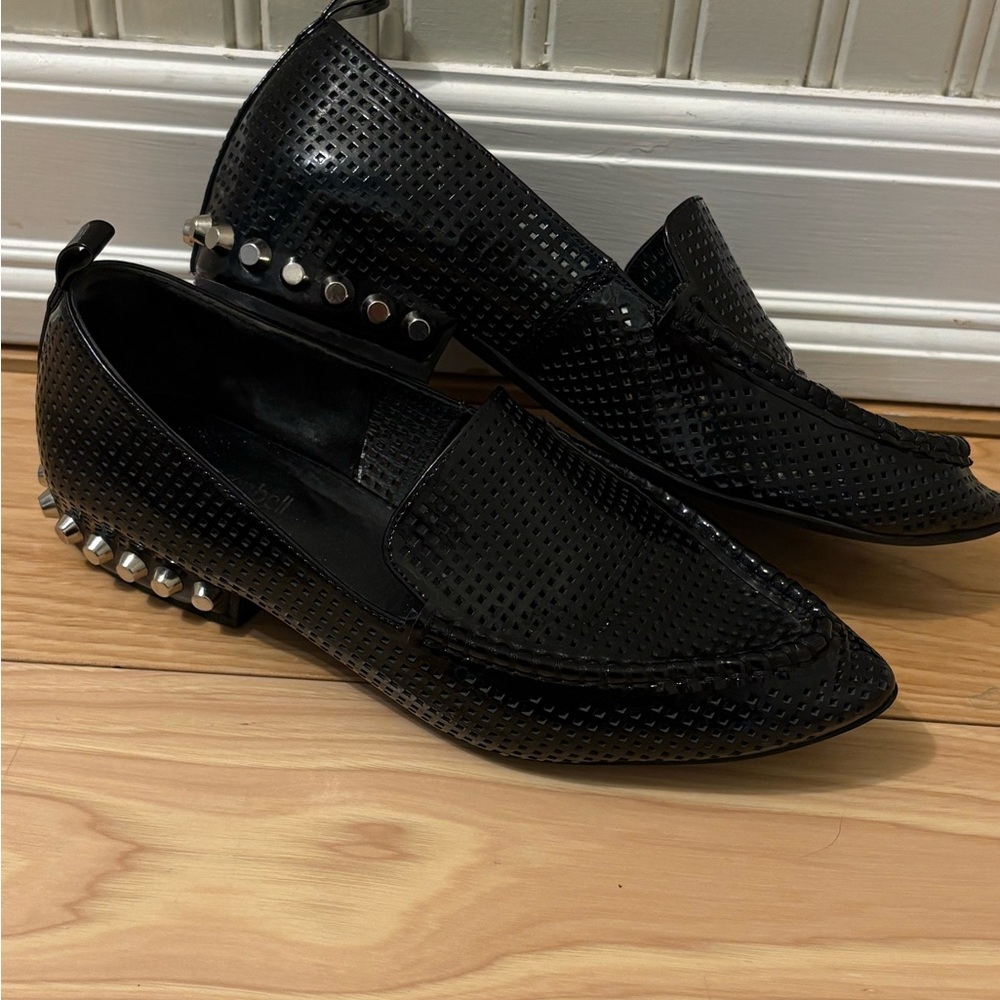 Jeffrey Campbell Barnett Loafers Women's 7M Black Studded Perforated Leather